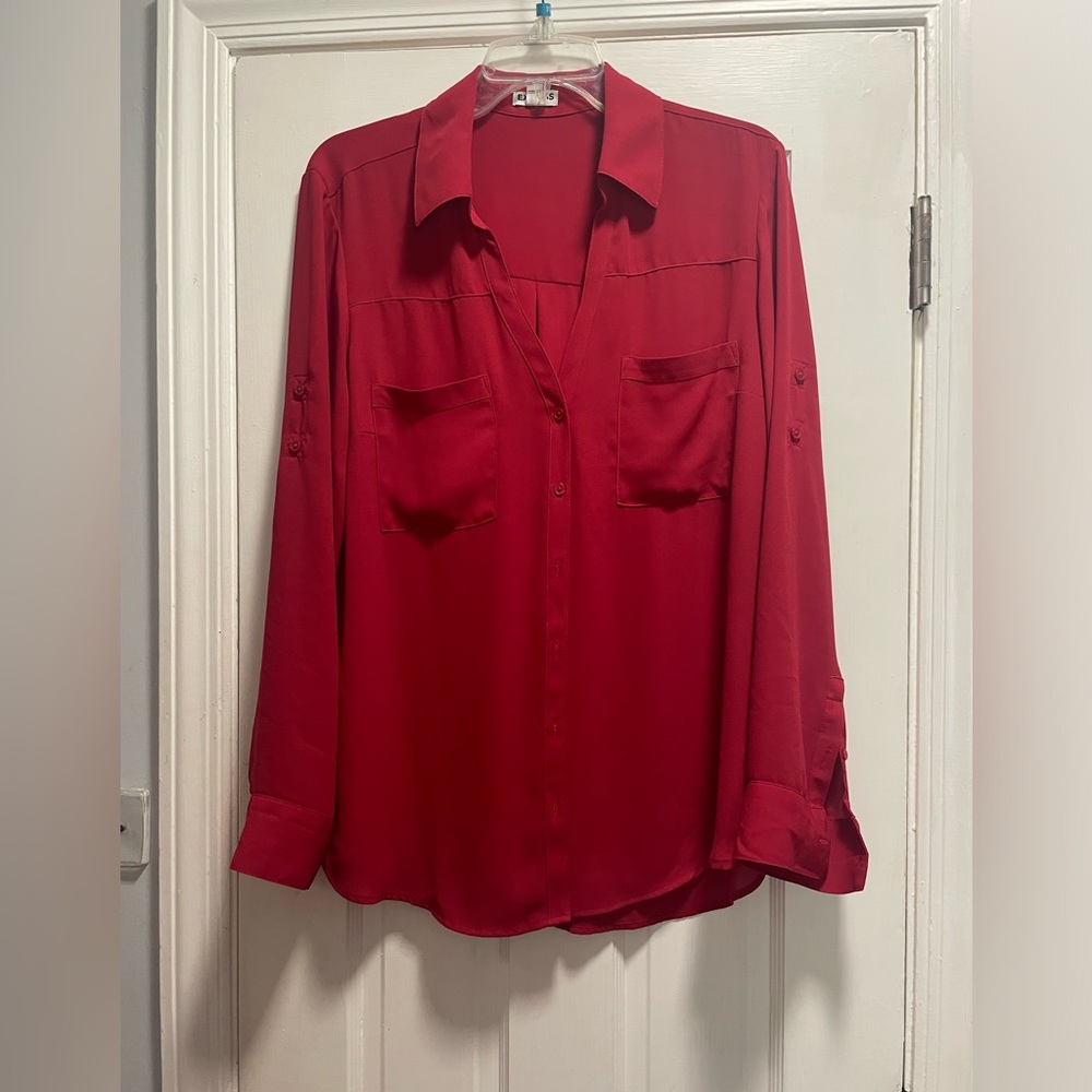 Large Red Express Button Up Blouse. - image 1